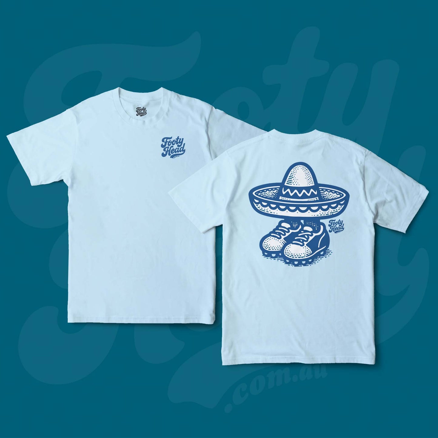 NRL Footy Head T-shirt - Under the cap, light blue