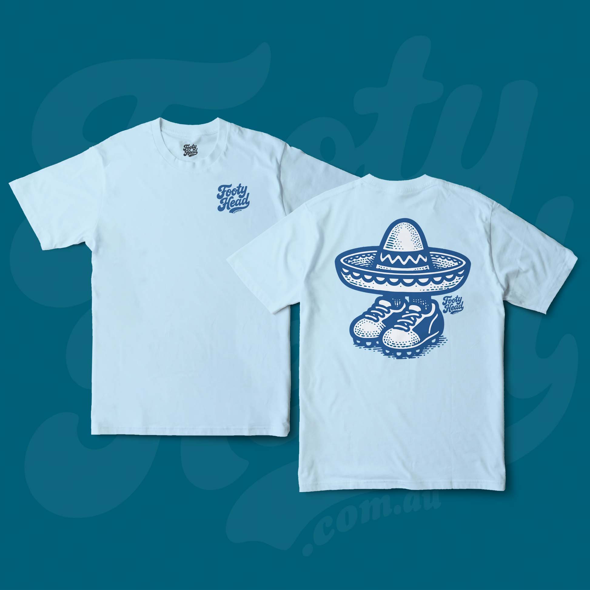 NRL Footy Head T-shirt - Under the cap, light blue