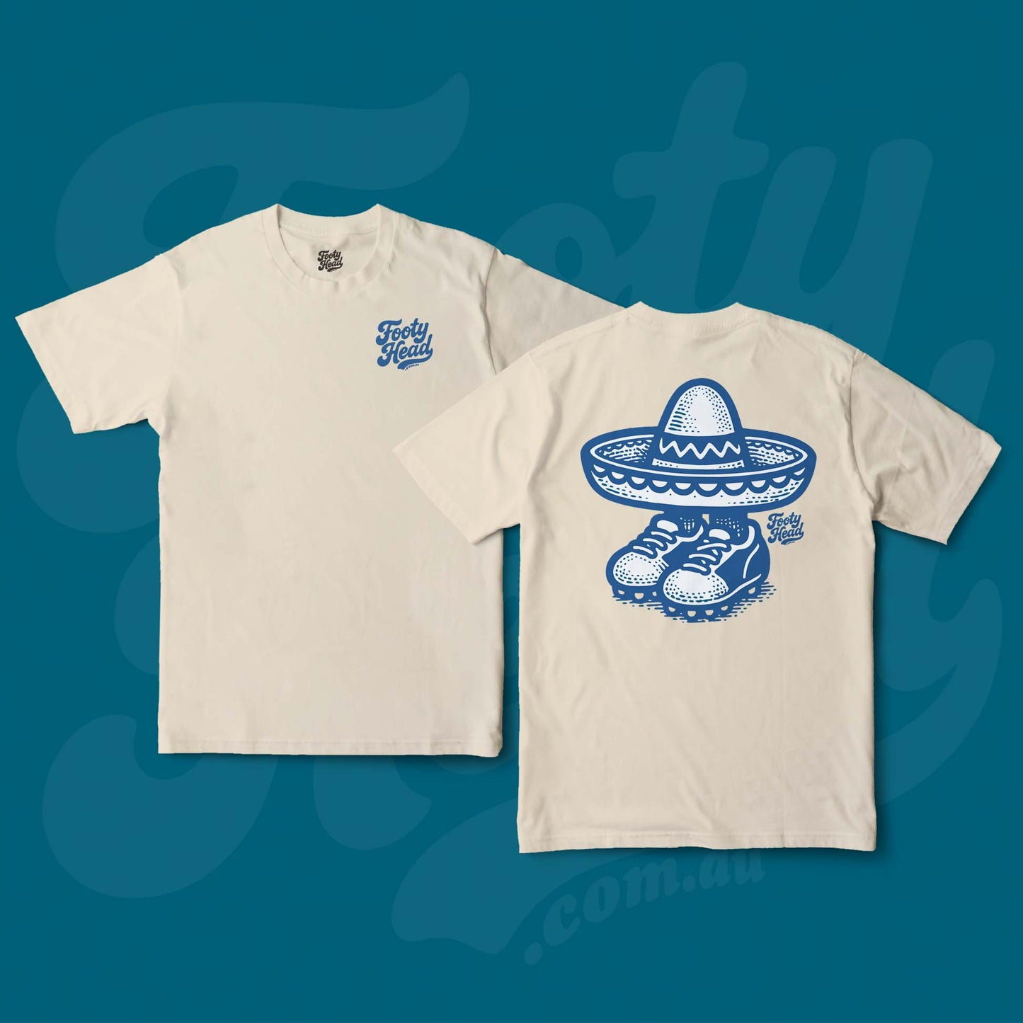 NRL Footy Head T-shirt - Under the cap, sand colour