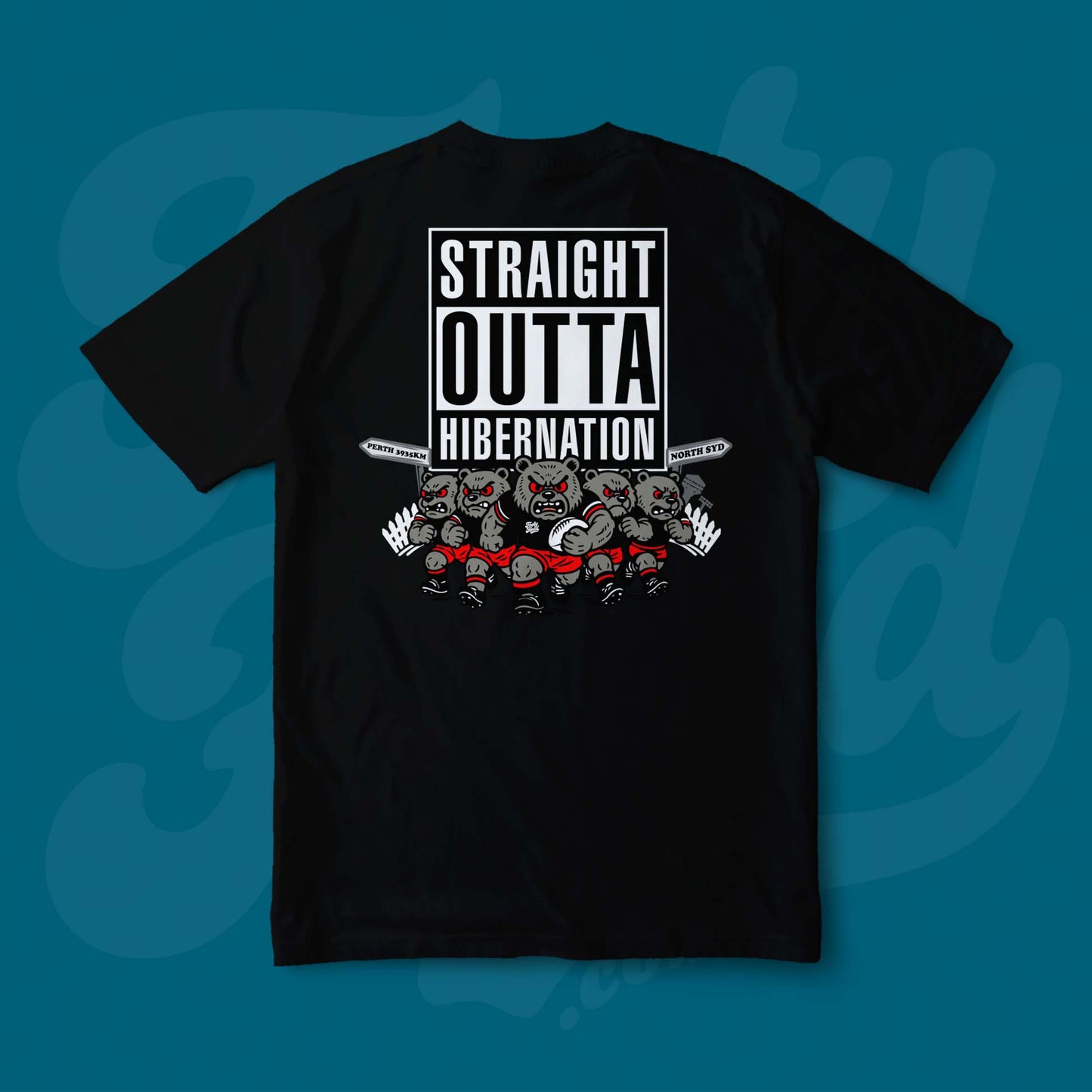Bears - Straight outta hibernation Footy Head Black T-Shirt
