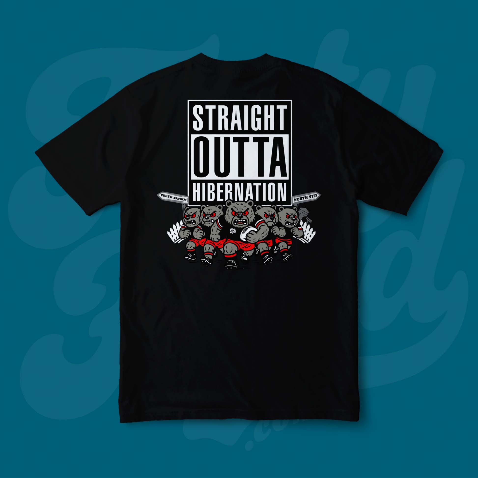 Bears - Straight outta hibernation Footy Head Black T-Shirt