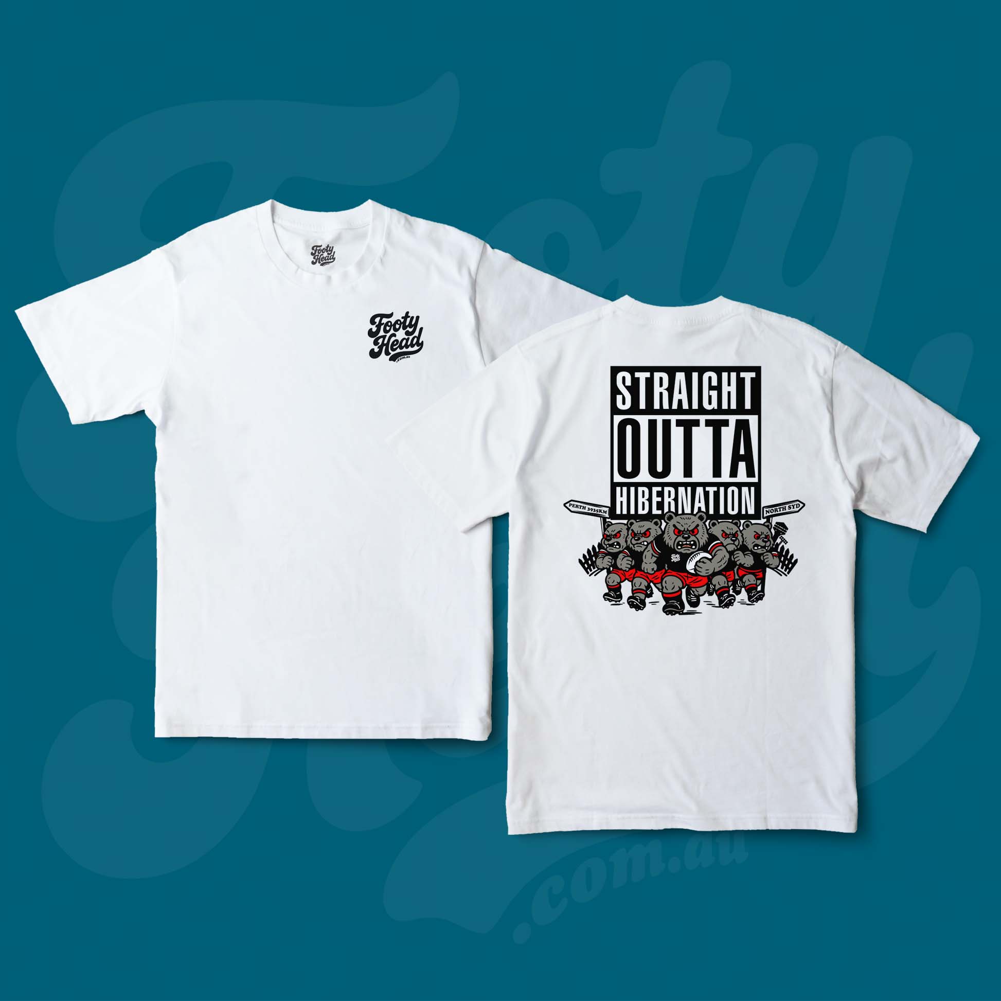 Bears - Straight outta hibernation Footy Head White T-Shirt