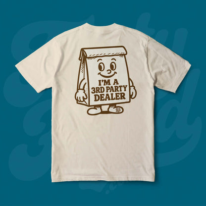 The 3rd Party Dealer Footy Head T-Shirt, brown paper bag. Sand Colour.