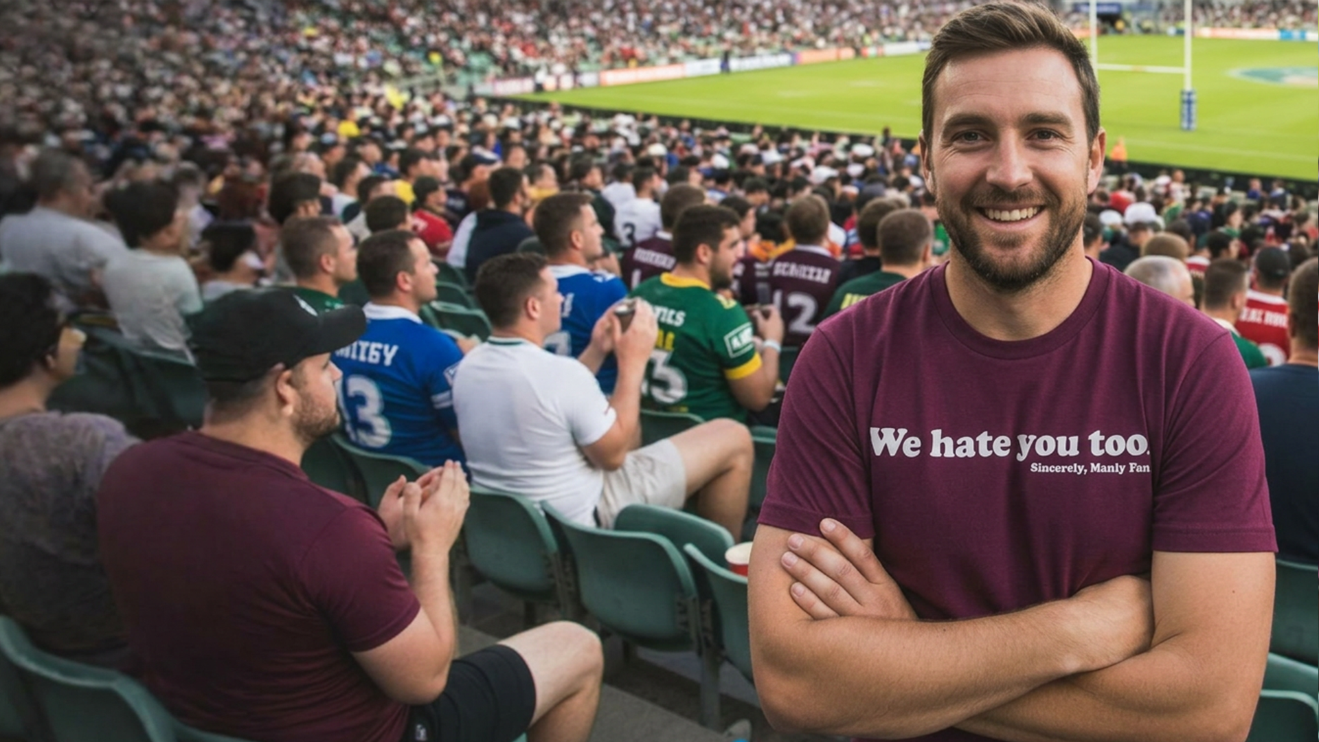We hate you too, Manly NRL Tee Shirt 